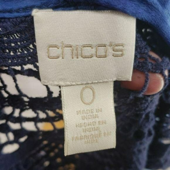 Chicos Blue Tie-Dye Vest With‎ Lace Back Open Front Womens Size 0 - Picture 6 of 7